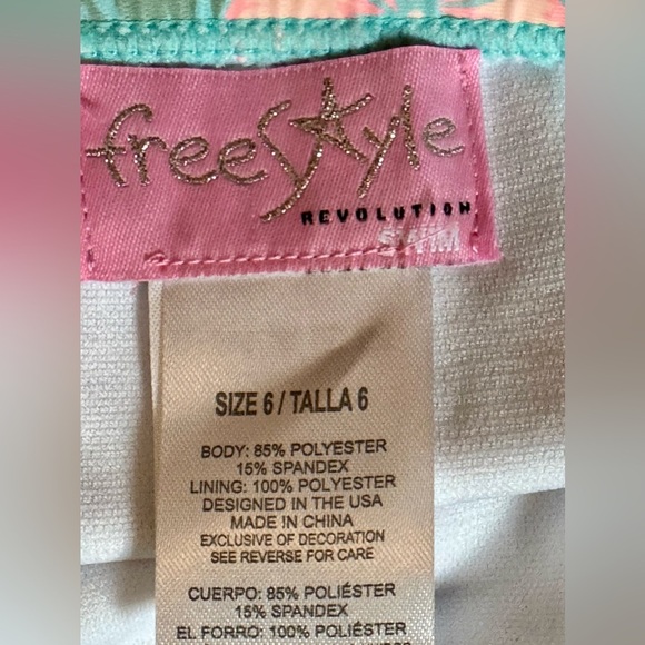 FREESTYLE NWOT Sz 6 Floral Kids Swim Set - Green and Pink - Picture 2 of 6